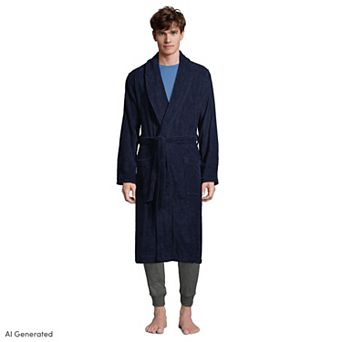 Big & Tall Lands' End Calf-Length Turkish Terry Robe