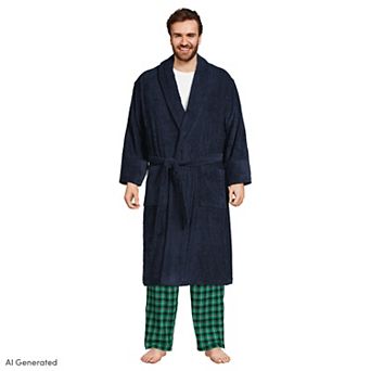 Big & Tall Lands' End Calf-Length Turkish Terry Robe