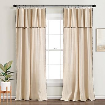 Lush Decor 2 pc Modern Embroidered Edge Attached Valance Window Curtain Panel Set