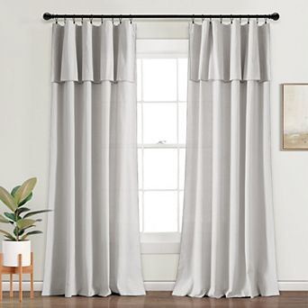 Lush Decor 2 pc Modern Embroidered Edge Attached Valance Window Curtain Panel Set