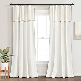 Lush Decor 2 pc Modern Embroidered Edge Attached Valance Window Curtain Panel Set