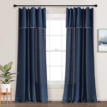 Lush Decor 2 pc Modern Embroidered Edge Attached Valance Window Curtain Panel Set