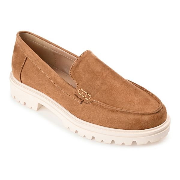 Journee Collection Womens Erika Loafer Almond Toe Slip On Flats Tan 6.5