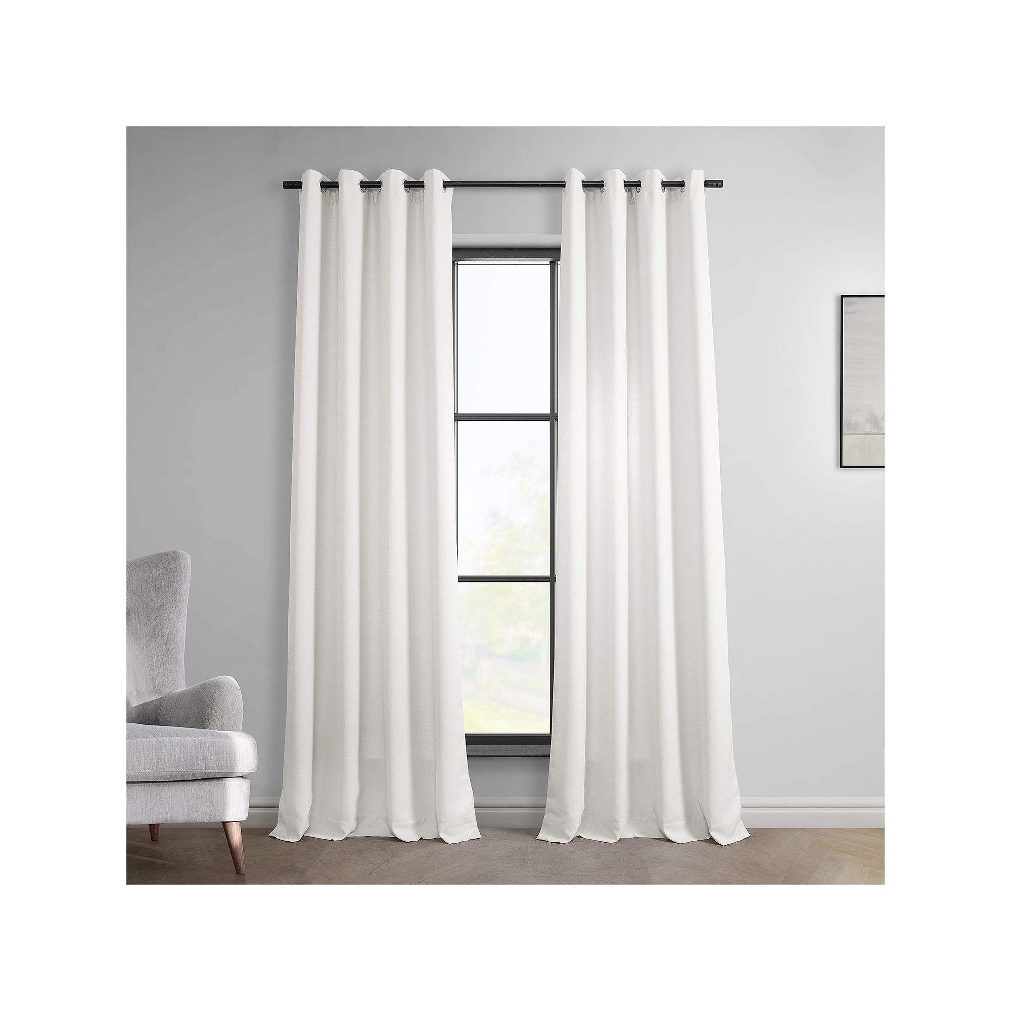 EFF Italian Faux Linen Room Darkening Grommet Window Curtain Panel, Magnoli