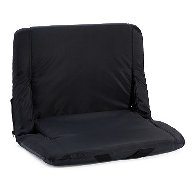 Jomeed 25 Inch Comfortable Padded Reclining Stadium Seat with Pockets, Black