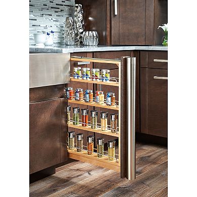 Rev-A-Shelf 6" Pull Out Cabinet Organizer for Base Filler, Maple, 432-BFSC-6C