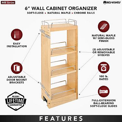 Rev-a-shelf 6" Pullout Kitchen Wall Cabinet Organizer Soft-close, 448-bbscwc-6c