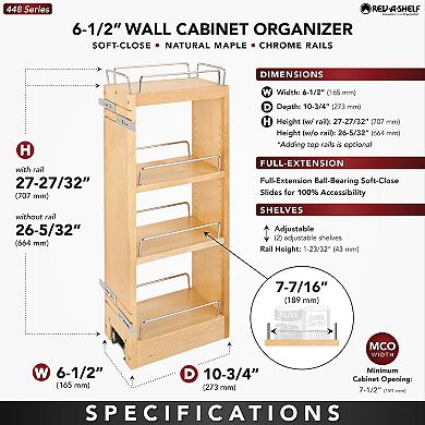 Rev-a-shelf 6" Pullout Kitchen Wall Cabinet Organizer Soft-close, 448-bbscwc-6c