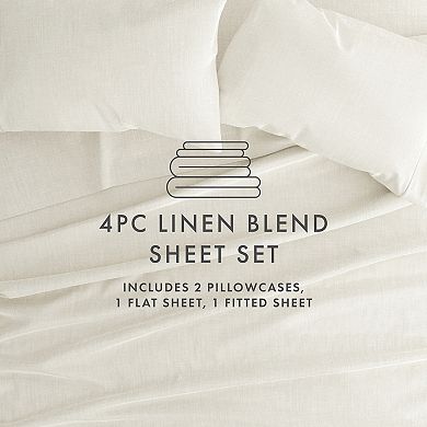 Home Collection Luxury Rayon From Bamboo & Linen Blend 4-piece Sheet Set