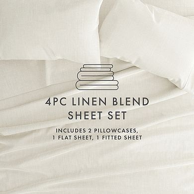 Home Collection Luxury Rayon From Bamboo & Linen Blend 4-piece Sheet Set
