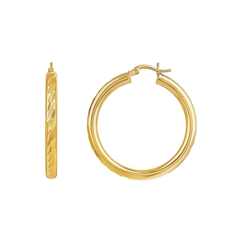 Aurielle 18k Gold Flash Plated Tube Hoop Earrings, Womens, Size: 50MM, Yel