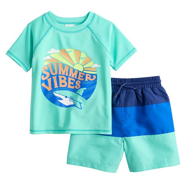 Toddler Boy Jumping Beans® Graphic Rash Guard & Printed Swim