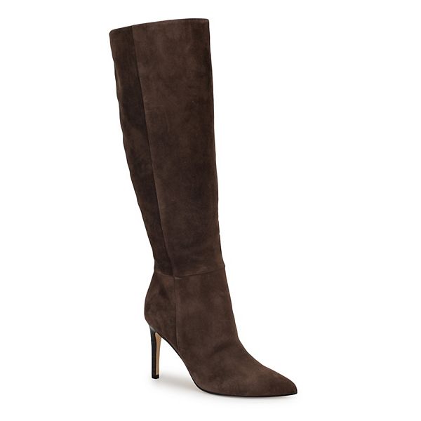 Nine West Richy Women's Leather Knee-High Boots - Dark Brown Suede (11)