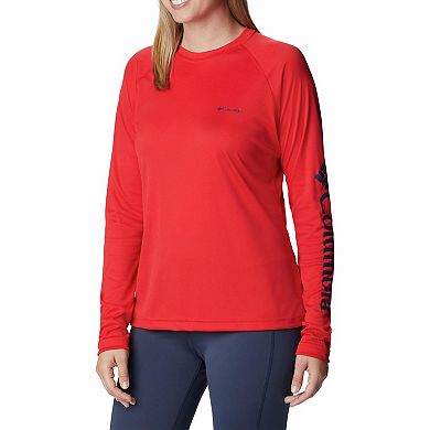 Columbia Women's Fork Stream Long Sleeve Shirt, Peach/Wild Geranium Graphic, Small