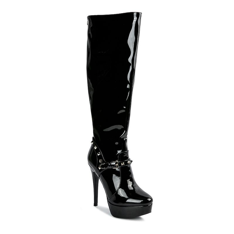 Women's Doorbuster Harlow Patent Leather Lace-Up Boots in Black Patent - Size 7.5