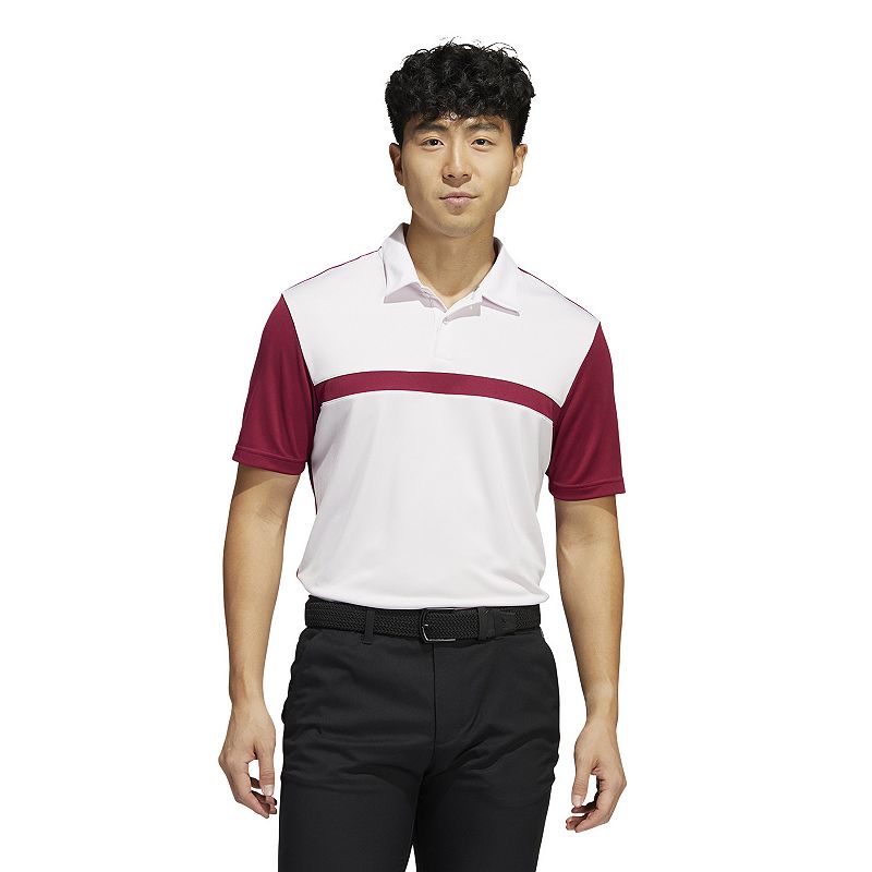 Mens adidas Regular-Fit Colorblock Golf Polo, Size: Small, Light Pink