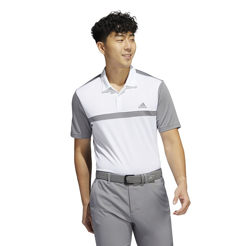 Mens adidas Regular-Fit Colorblock Golf Polo, Size: XL, White