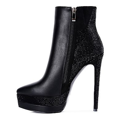 London Rag Encanto Diamante Women's Heeled Ankle Boots