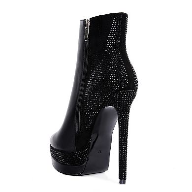 London Rag Encanto Diamante Women's Heeled Ankle Boots