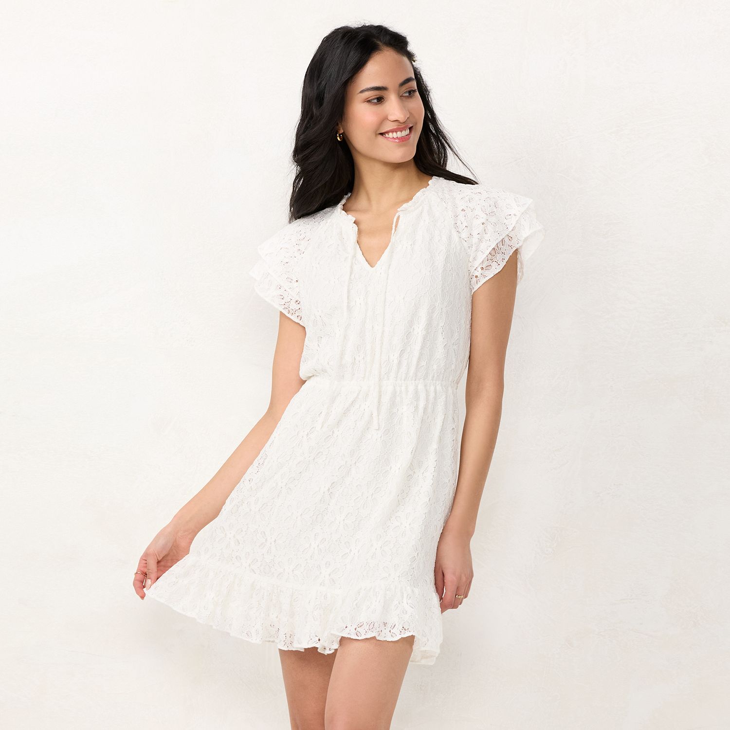 Lauren Conrad Short White Lace Dress