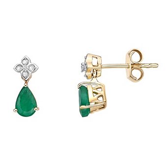 Gemminded 10k Gold Sakota Emerald & Diamond Accent Earrings
