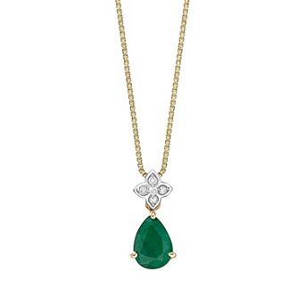 Gemminded 10k Gold Sakota Emerald & Diamond Accent Pendant Necklace