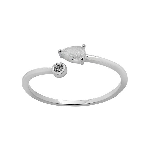 LC Lauren Conrad Silver Tone Cubic Zirconia Teardrop Crackle Open Ring