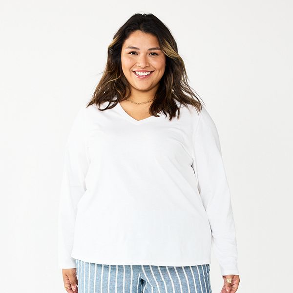 Plus Size Sonoma Goods For Life® Favorite Long Sleeve V-Neck Tee - Size 3X