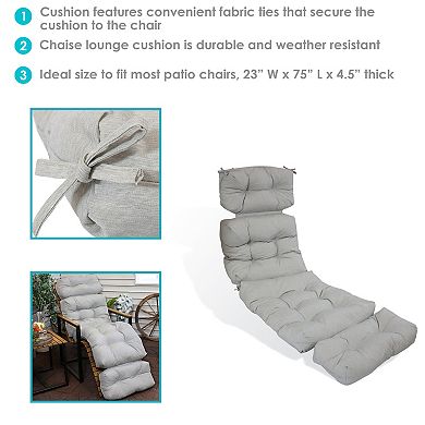 Sunnydaze Indoor/Outdoor Olefin Tufted Chaise Lounge Chair Cushions