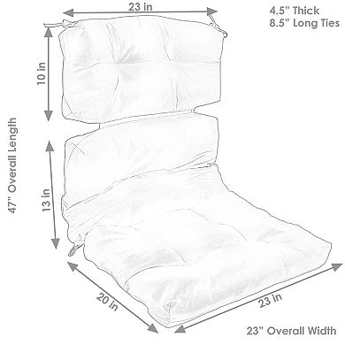Sunnydaze Indoor/Outdoor Olefin Tufted High-Back Chair Cushion - Red