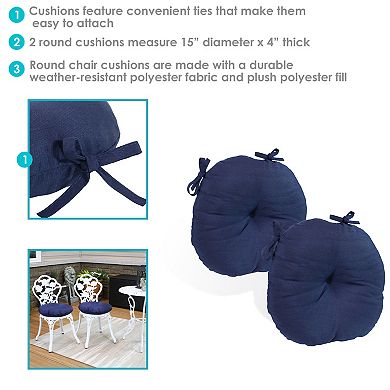 Sunnydaze Outdoor Round Bistro Seat Cushions - Blue - Set of 2