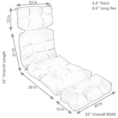 Sunnydaze Indoor/Outdoor Olefin Tufted Chaise Lounge Chair Cushions - Blue