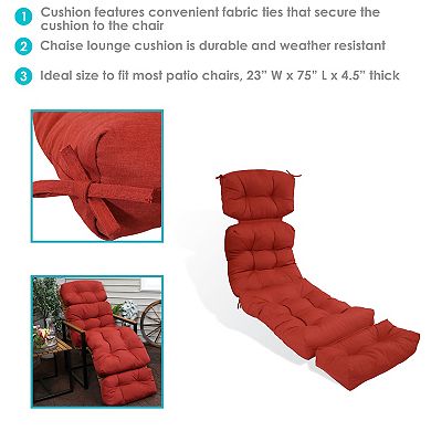 Sunnydaze Indoor/Outdoor Olefin Tufted Chaise Lounge Chair Cushions
