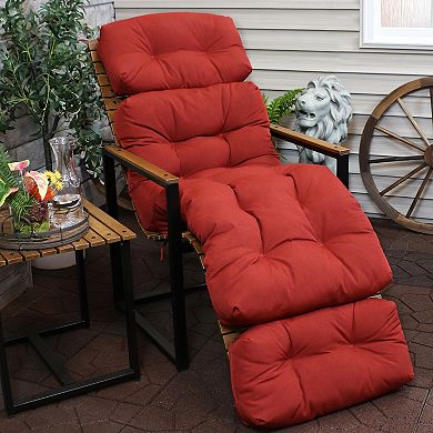 Sunnydaze Indoor/Outdoor Olefin Tufted Chaise Lounge Chair Cushions - Red