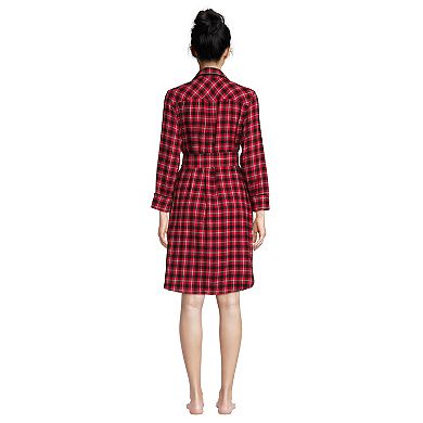 Petite Lands' End Long Sleeve Flannel Sleep Shirt Dress