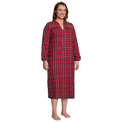 Plus Size Lands' End Long Sleeve Flannel Nightgown