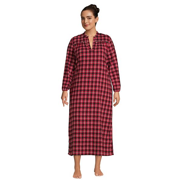 Plus Size Lands' End Long Sleeve Flannel Nightgown