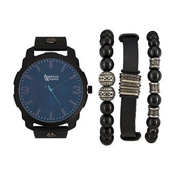 American Exchange Men's Analog Quartz watch & Stackable Bracelet Set