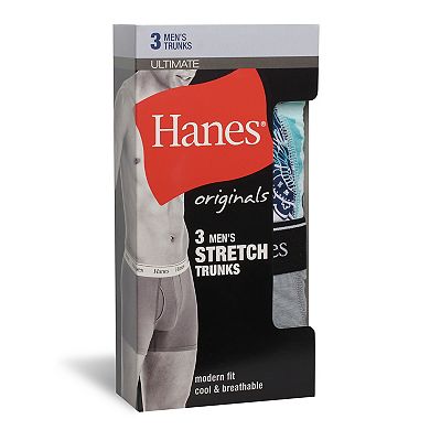 Men's Hanes® Originals Ultimate 3-Pack Trunks with Moisture-Wicking Stretch Cotton