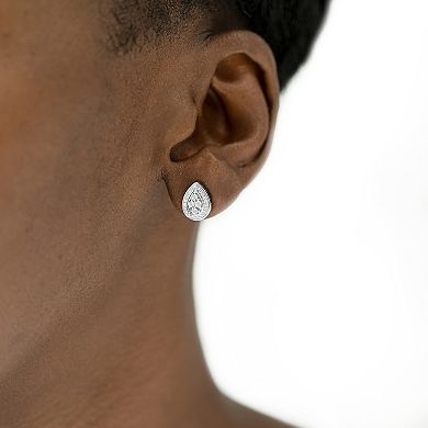 Sterling Silver 1/8 Carat T.W. Diamond Teardrop Earrings