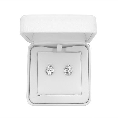 Sterling Silver 1/8 Carat T.W. Diamond Teardrop Earrings