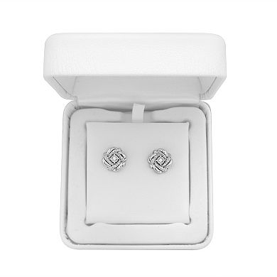 Sterling Silver 1/10 Carat T.W. Diamond Knot Stud Earrings