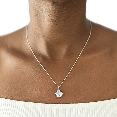 Sterling Silver 1/10 Carat T.W. Diamond Knot Pendant Necklace