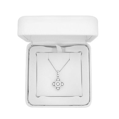 Sterling Silver 1/10 Carat T.W. Diamond Flower Pendant Necklace