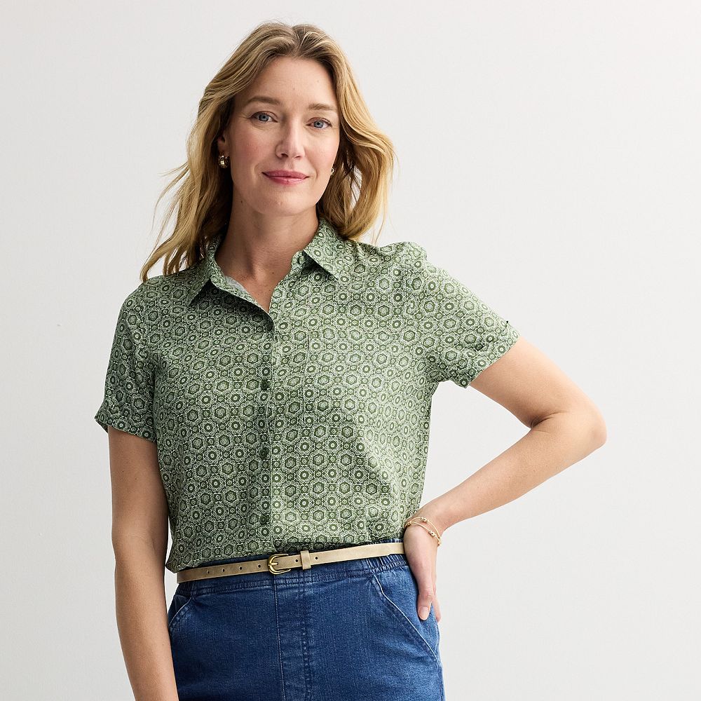 Chemise Femme Croft & Barrow Olive - Manches Longues, Taille S, Très Bon état Occasion