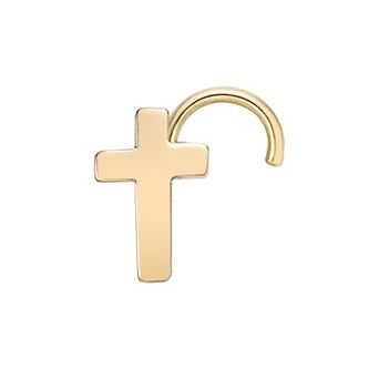 Lila Moon 10k Gold Cross Screw Stud Nose Ring