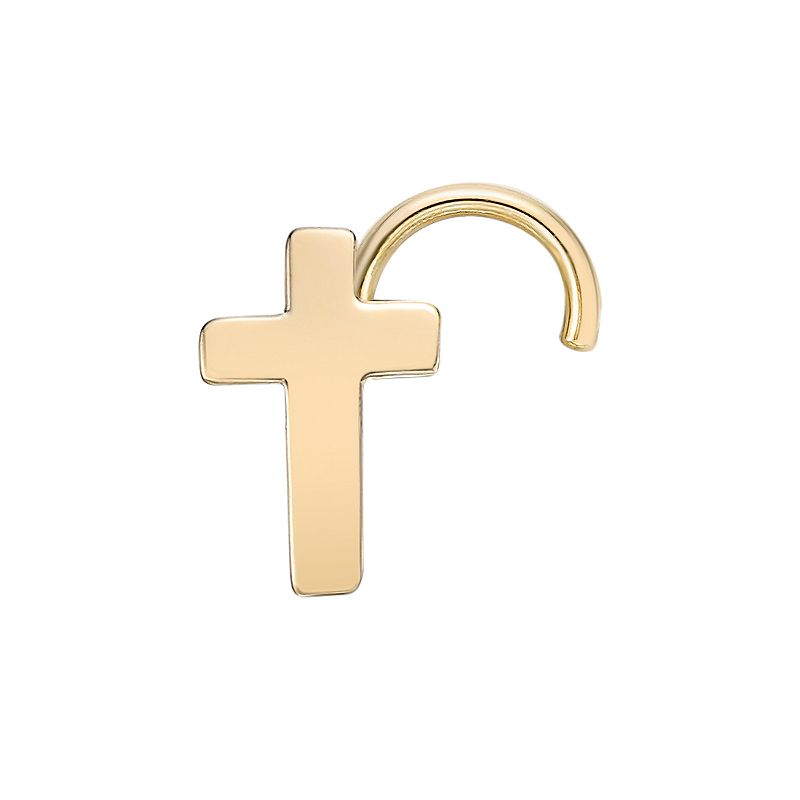 83411553 Lila Moon 10k Gold Curved Cross Nose Ring Stud, Wo sku 83411553