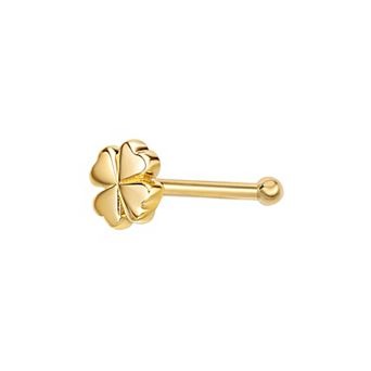 Lila Moon 10k Gold Four Leaf Clover Nose Ring Stud
