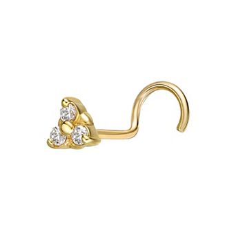Lila Moon 10k Gold Cubic Zirconia Curved Triangle Nose Ring Stud