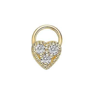 Lila Moon 10k Gold Cubic Zirconia Curved Heart Nose Ring Stud